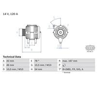 Alternatore bosch per FORD C-MAX 1.6 TDCi 0 986 049 171