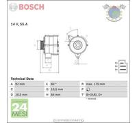 Alternatore Bosch per MERCEDES T2/LN1 508 T1/TN 410 408 190 D T1 310 308 210 #ct