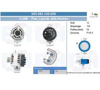 BV PSH Alternatore 505.583.120.050 120A con puleggia a ruota libera per Fiat Lancia