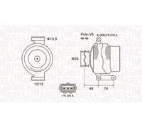 Alternatore con puleggia 063731635010 MAGNETI MARELLI per FORD MONDEO III