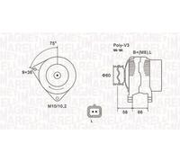 Alternatore con puleggia 063731637010 MAGNETI MARELLI per RENAULT CLIO II KANGOO