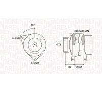 Alternatore con puleggia 063731919010 MAGNETI MARELLI per FORD S-MAX GALAXY II