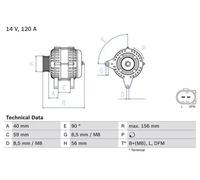 Alternatore con puleggia a ruota libera 0 986 041 860 BOSCH per AUDI SEAT SKODA