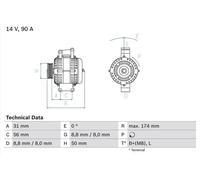Alternatore con puleggia a ruota libera 0 986 042 530 BOSCH per MERCEDES-BENZ