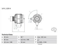 Bosch Alternatore 0 986 047 340 con puleggia a ruota libera per Renault Thalia I