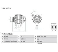 BOSCH 0 986 048 301 Alternatore