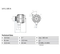 Alternatore con puleggia a ruota libera 0 986 048 791 BOSCH per OPEL VECTRA C