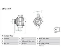 Alternatore con puleggia a ruota libera 0 986 048 820 BOSCH per BMW 3 3 Touring