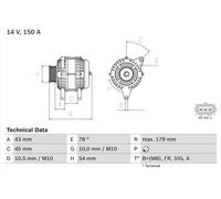 Alternatore con puleggia a ruota libera 0 986 049 161 BOSCH per FORD MAZDA