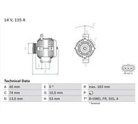 Alternatore con puleggia a ruota libera 0 986 049 520 BOSCH per FORD MONDEO III