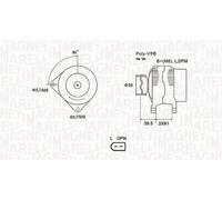 Magneti Marelli Alternatore 063731912010 con puleggia a ruota libera per Audi, Seat, Skoda, VW