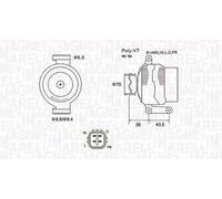 Alternatore con puleggia a ruota libera 063731980010 MAGNETI MARELLI per HONDA