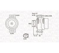 Alternatore con puleggia a ruota libera 063732108010 MAGNETI MARELLI