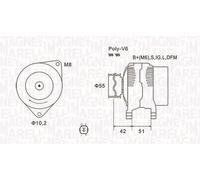 Alternatore con puleggia a ruota libera 063732126010 MAGNETI MARELLI per TOYOTA