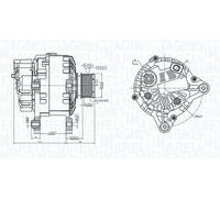 Alternatore con puleggia a ruota libera 063739064010 MAGNETI MARELLI per RENAULT