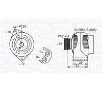 Magneti Marelli Alternatore 063341658010 con puleggia cinghia Poly-V per SMART