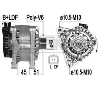 Alternatore con puleggia cinghia Poly-V 209438A ERA per PEUGEOT 307 CC