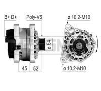 Alternatore con puleggia cinghia Poly-V 210239A ERA per PEUGEOT CITROËN FIAT