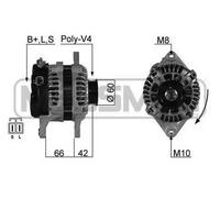 ERA Benelux Alternatore 210370A 80A 14V con puleggia Poly-V per Kia Shuma/Rio