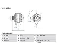 Alternatore con puleggia multipla 0 986 038 950 BOSCH per VW SEAT