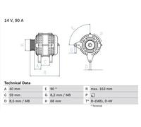 Alternatore con puleggia multipla 0 986 040 330 BOSCH per VW LT 28-35 II Autobus