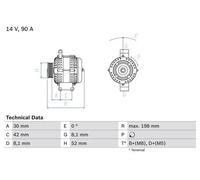 Alternatore con puleggia multipla 0 986 041 800 BOSCH per MERCEDES-BENZ