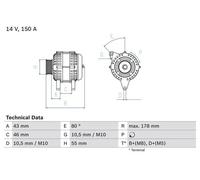 Alternatore con puleggia multipla 0 986 041 930 BOSCH per CITROËN FIAT PEUGEOT