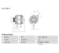 Alternatore, generatore BOSCH 0 986 042 000