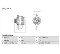 Bosch Alternatore 0 986 042 740 100A 14V con puleggia multipla