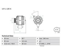 Alternatore con puleggia multipla 0 986 044 330 BOSCH per AUDI VW SKODA