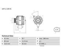 Bosch Alternatore 0 986 046 060 – 110A 14V – per Fiat, Iveco, UAZ