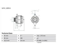 BOSCH 0 986 046 150 Alternatore