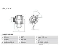 Alternatore con puleggia multipla 0 986 049 061 BOSCH per PEUGEOT CITROËN FIAT