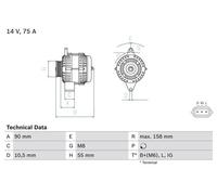 Alternatore con puleggia multipla 0 986 082 830 BOSCH per SUZUKI OPEL