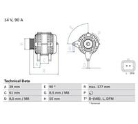 Alternatore con puleggia multipla 0 986 083 190 BOSCH per DACIA RENAULT