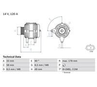 Alternatore con puleggia multipla 0 986 084 100 BOSCH per RENAULT MEGANE II