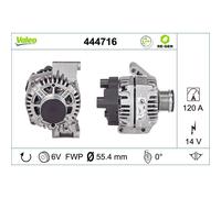 Alternatore Generatore 14 V 120 A Ø 55 mm VALEO per u.a. FIAT PANDA