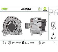 Alternatore Generatore 57Mm 6 Scanalature 140A VALEO Per VW GOLF VI