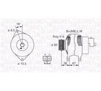 Alternatore MAGNETI MARELLI 100A - 063731521010 per OPEL MERIVA 1.7 CDTI (E75)