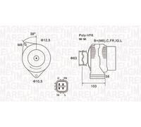 Alternatore MAGNETI MARELLI 100A - 063731727010 per HONDA CIVIC 1.6 i