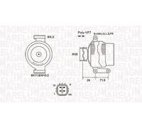 Alternatore MAGNETI MARELLI 100A - 063732036010 per TOYOTA AURIS (_E15_)