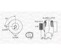 Alternatore MAGNETI MARELLI 120A - 063731394010 per VW GOLF 1.9 TDI