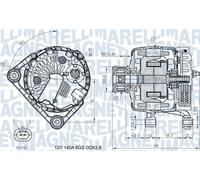 Alternatore MAGNETI MARELLI 140A - 063731406710 per OPEL ASTRA 1.6 (68)