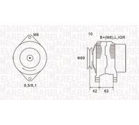 Alternatore MAGNETI MARELLI 65A - 063731600010 per CHEVROLET MATIZ 0.8