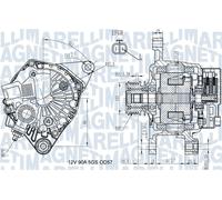 Alternatore MAGNETI MARELLI 90A - 063731938010 per HYUNDAI GETZ 1.5 CRDi