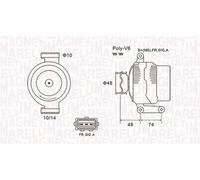 Alternatore MAGNETI MARELLI 90A - 063732034010 per FORD FIESTA 1.3