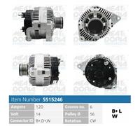 Alternatore MEAT AND DORIA 120A - 5515246 per RENAULT LAGUNA 1.9 dTi (B56J)