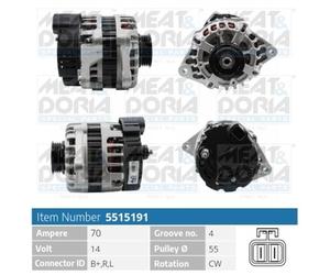 Alternatore MEAT AND DORIA 70A - 5515191 per KIA PICANTO 1.1