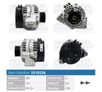 Alternatore MEAT AND DORIA 80A - 5510226 per PEUGEOT 106 1.5 D