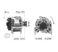 ERA Alternatore Generatore 125A 14V per Opel Movano Pritsche/Telaio 2.5